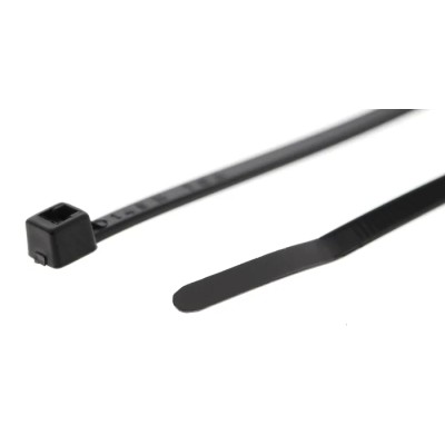 HellermannTyton Inside Serrated Cable Tie, 100 mm Length x 2.5 mm Width, Black Polyamide 66, UV 111-01960 T18R-PA66W-BK