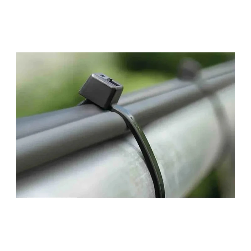 HellermannTyton Inside Serrated Cable Tie, 100 mm Length x 2.5 mm Width, Black Polyamide 66, UV 111-01960 T18R-PA66W-BK