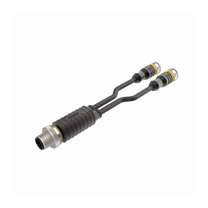 Turck Sensor Actuator Cable Male 4 Way Straight to Female 5 Way M12 x 2 Connector, 300 mm VBRS4.4-2RKC4T-0.3/0.3/TEL
