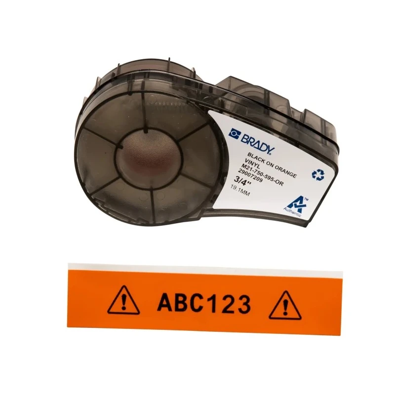 Brady Label Printer Tape Black on Black, Blue, Brown, Clear, Gold, Green, Grey, Orange, Purple, Red, White M21-750-595-OR