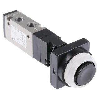 SMC Push Button Pneumatic Manual Control Valve VZM500 Series G 1/8 in Aluminium Alloy 0.7 MPa EVZM550-F01-33