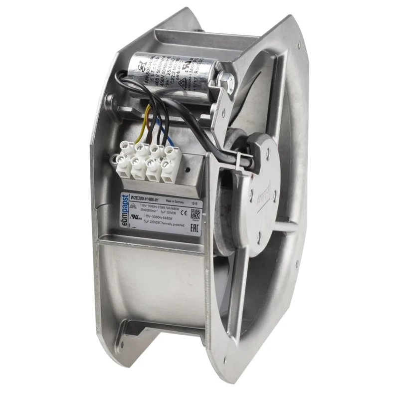 ebm-papst W2E200H Series AC Axial Fan 115V AC, 64 W, 2550 RPM, 925 m³/h Air Flow, IP22 Protection 