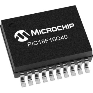 Microchip 8-bit PIC18F16Q40 Microcontroller, 8 bit PIC, 32kB FLASH, 64 MHz, 20-Pin SSOP PIC18F16Q40-I/SS