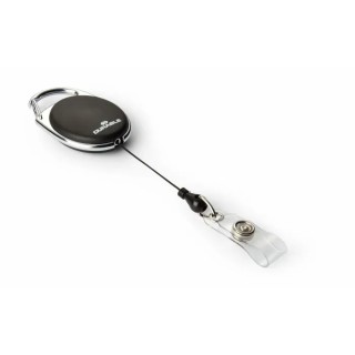 Durable Black Metal Badge Reel Snap Strap 80cm Length Secure Retractable Clip 832401