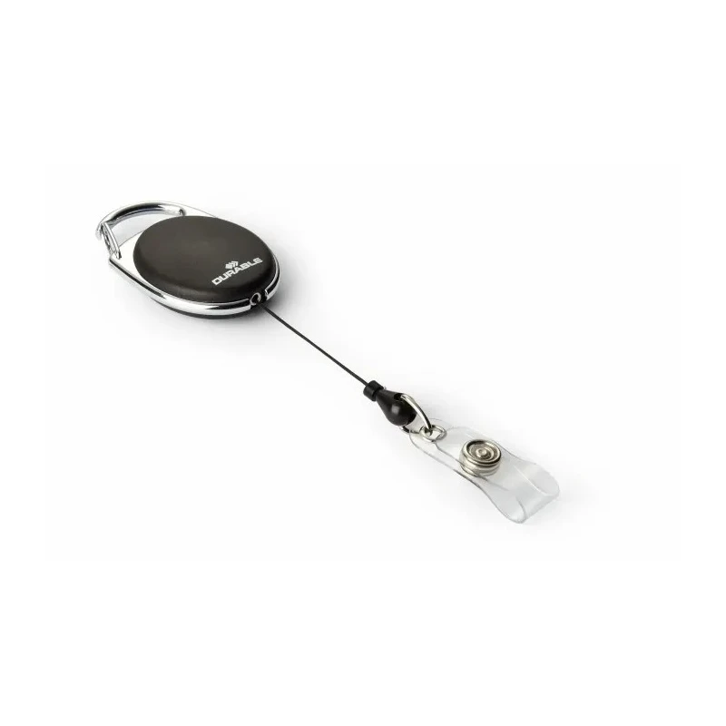 Durable Black Metal Badge Reel Snap Strap 80cm Length Secure Retractable Clip 832401
