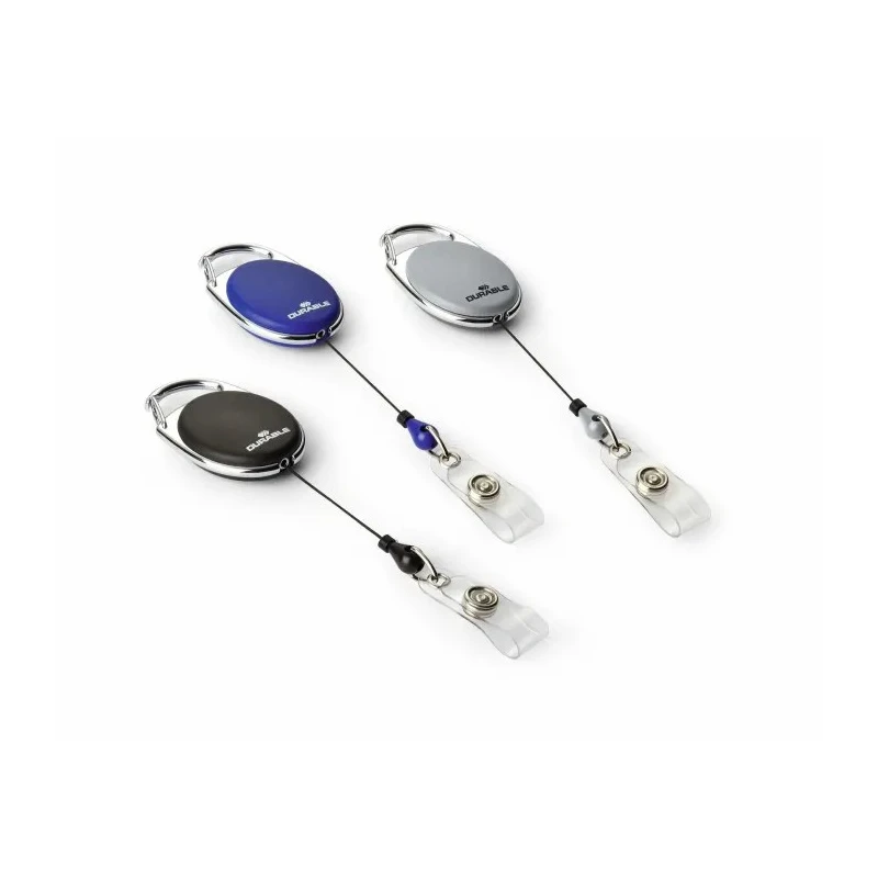 Durable Black Metal Badge Reel Snap Strap 80cm Length Secure Retractable Clip 832401