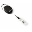 Durable Black Metal Badge Reel Snap Strap 80cm Length Secure Retractable Clip 832401