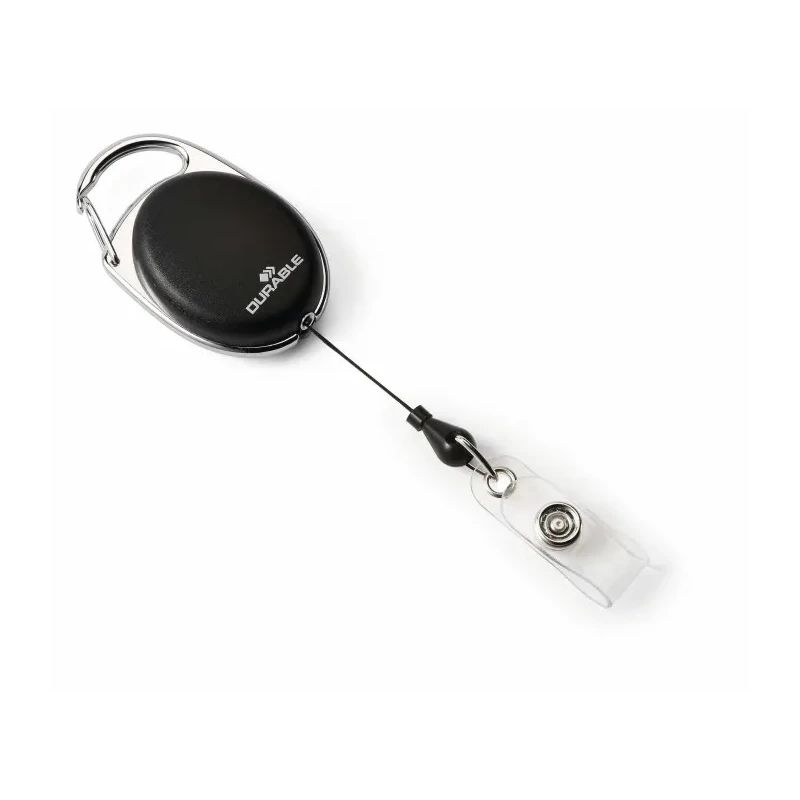 Durable Black Metal Badge Reel Snap Strap 80cm Length Secure Retractable Clip 832401