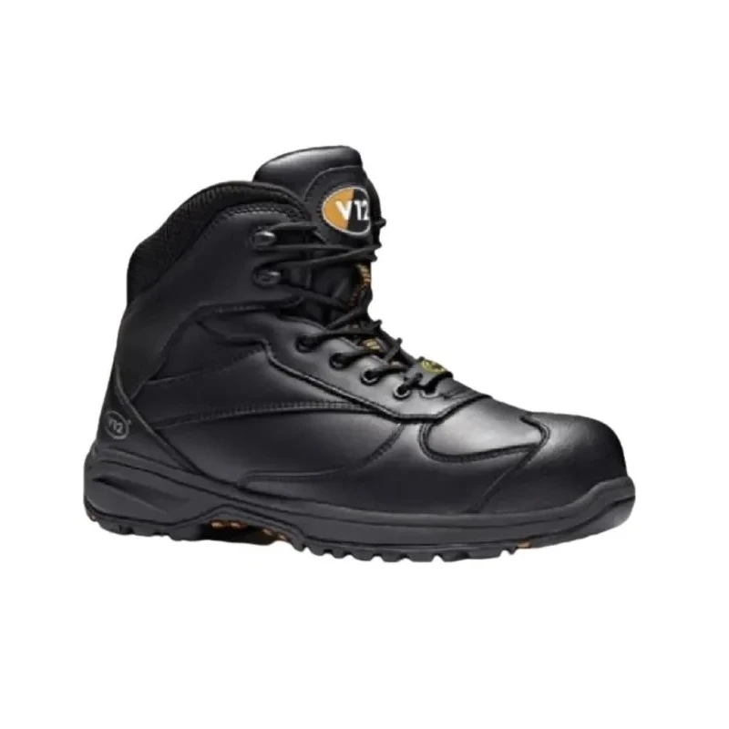V12 Footwear Black Composite Toe Capped Men's Safety Boots Size UK 9 EU 43 SRC Slip Resistant EN ISO 20345:2011 V1920-09