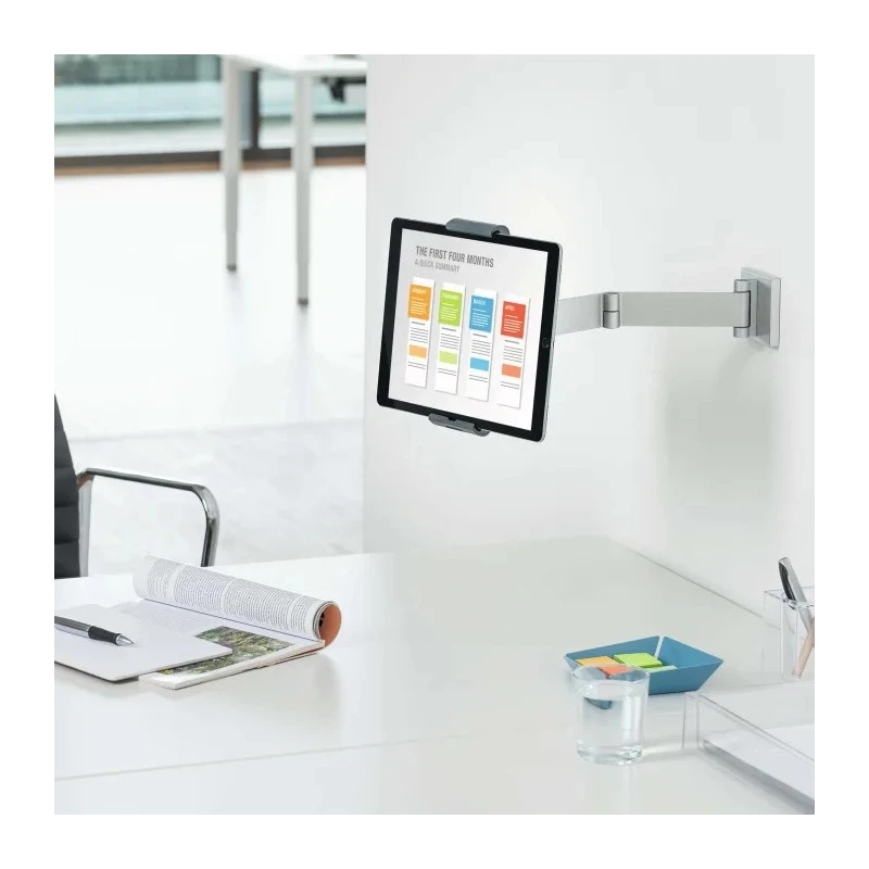 Durable Aluminium Wall Mount Tablet Stand Kit Adjustable Tilt and 360° Rotation 7-13 Inch Tablets 893423