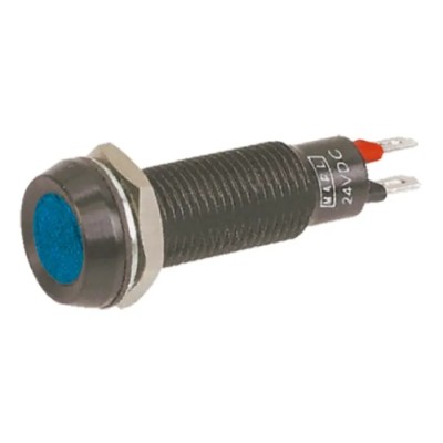 Marl Blue Panel Mount Indicator 12V DC 20mA Solder Tab Termination Recessed 677-930-21