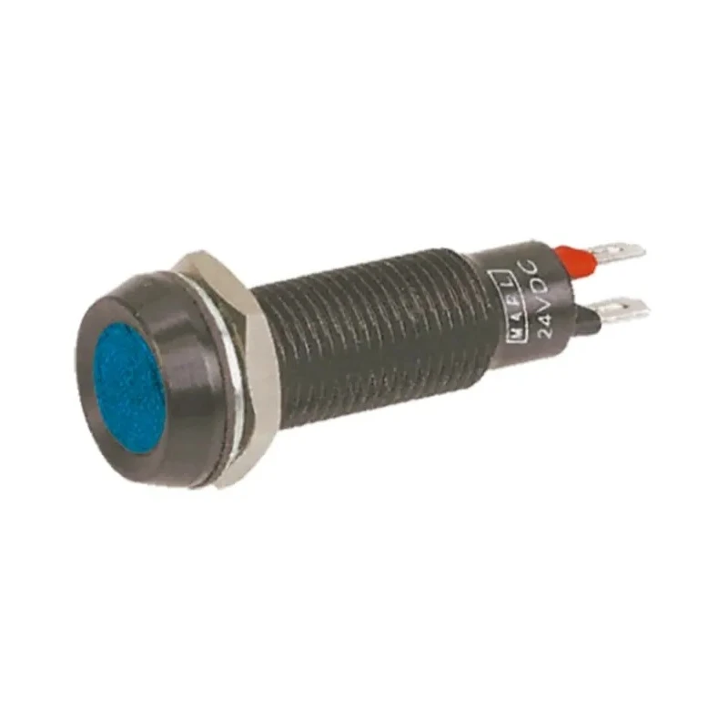 Marl Panel Mount LED Indicator Blue 8.1 mm Solder Tab Termination IP67 24V 677-930-22