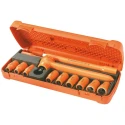 Facom 12-Piece 12.7 mm 12 Point Insulated Tool Set VDE 1000V Approved, Steel, Ratchet and Extensions S.400AVSE