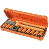 Facom 12-Piece 12.7 mm 12 Point Insulated Tool Set VDE 1000V Approved, Steel, Ratchet and Extensions S.400AVSE