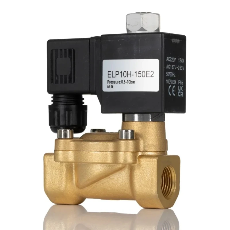 RS PRO 2 Port Solenoid Valve, Normally Open, G 3/8 in Inlet/Outlet, Brass Body, 220V AC, 13 bar Max Pressure, Model 235-1114