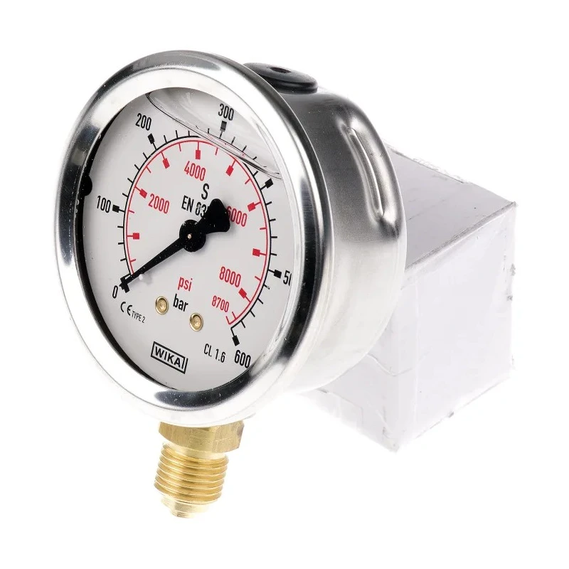 WIKA 63 mm G 1/4 Pressure Gauge 600 bar Stainless Steel Case Bottom Entry 60°C 9626977