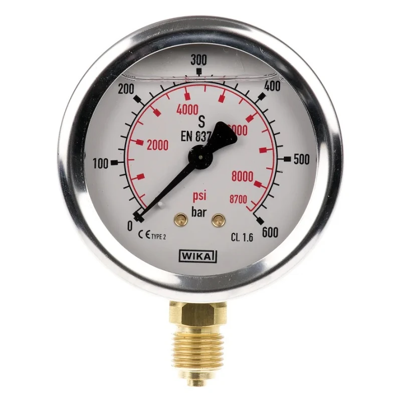 WIKA 63 mm G 1/4 Pressure Gauge 600 bar Stainless Steel Case Bottom Entry 60°C 9626977