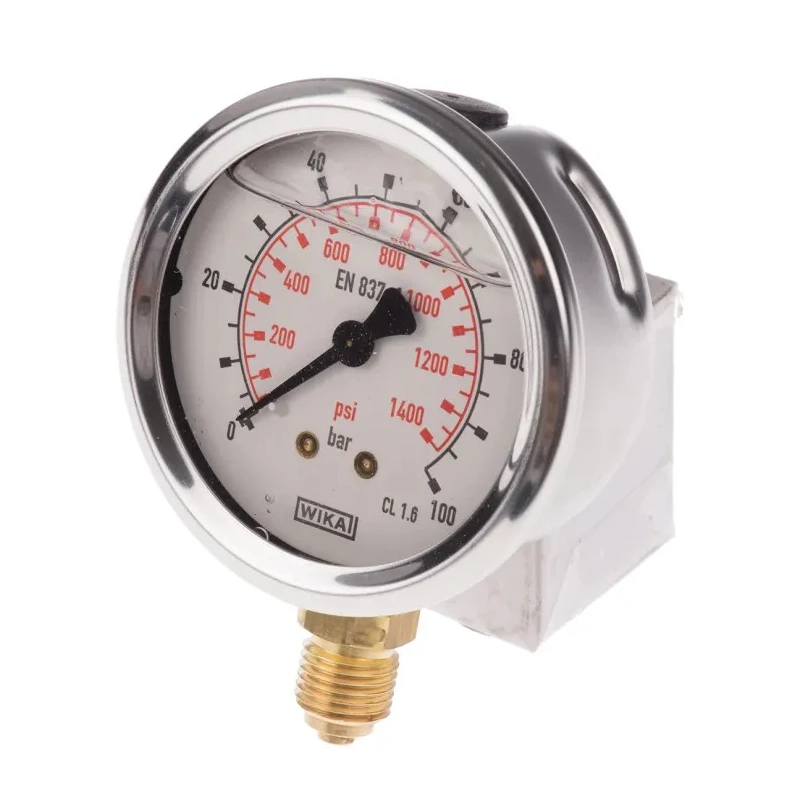 WIKA Stainless Steel 63 mm Diameter G 1/4 Male Pressure Gauge 0-100 bar Accuracy ±1.6% Model 9626935