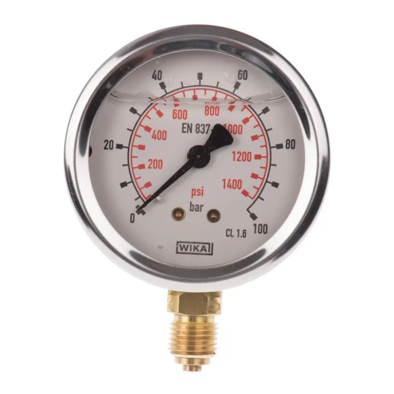 WIKA Stainless Steel 63 mm Diameter G 1/4 Male Pressure Gauge 0-100 bar Accuracy ±1.6% Model 9626935