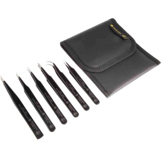 Bernstein Steel ESD Safe Precision Tweezer Set 6 Pieces Anti-Magnetic Anti-Acid DIN EN 61340 Series 5-060