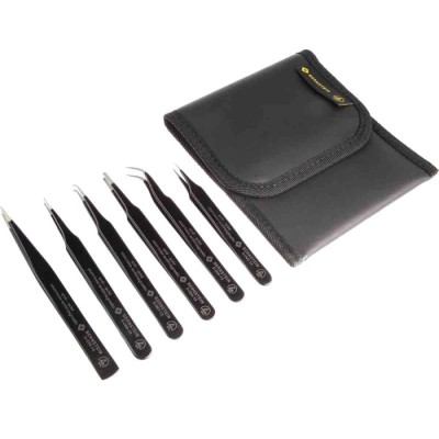 Bernstein Steel ESD Safe Precision Tweezer Set 6 Pieces Anti-Magnetic Anti-Acid DIN EN 61340 Series 5-060