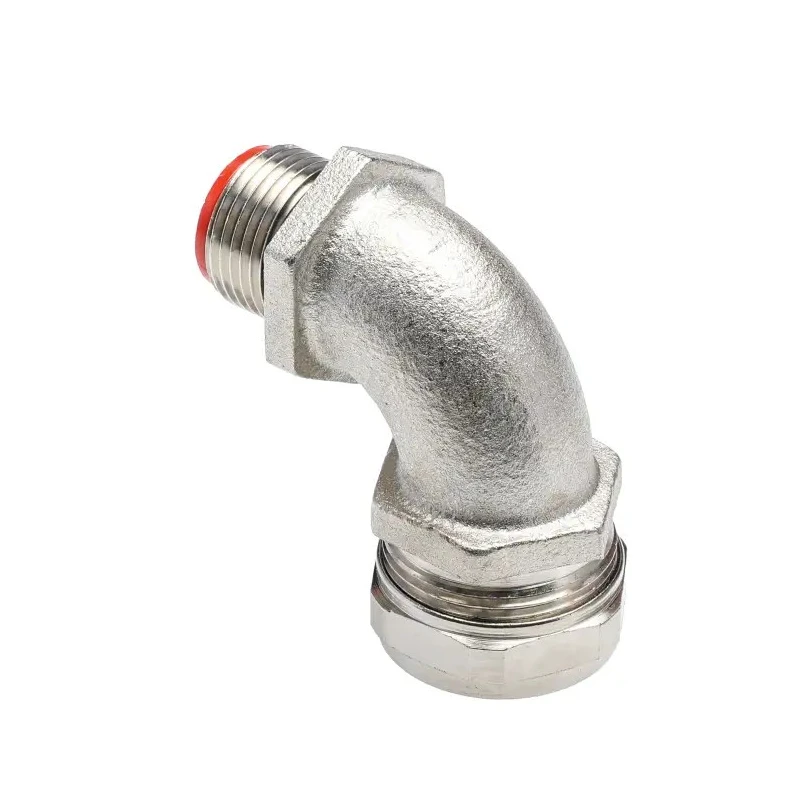 Adaptaflex Nickel Plated Brass Conduit Fitting 20 mm Nominal Size M20 Thread Size Silver IP0 7TCA296030R0160 SPL20/M20/C90