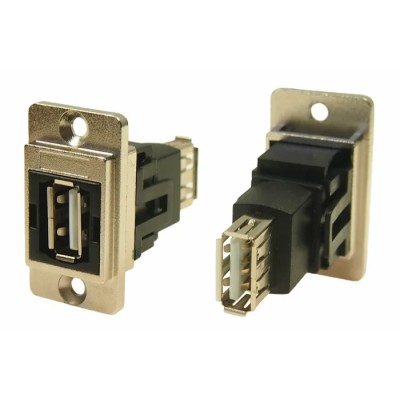 RS PRO USB Type A to A Panel Mount Straight Female/Female 2 Port USB Connector USB 2.0 235-4754