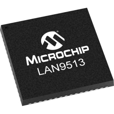 Microchip Ethernet Controller 64-Pin QFN, 3.3 V, 480 Mbps, Full Duplex/Half Duplex LAN9513I-JZX
