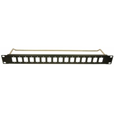 RS PRO Black Steel 1U Rack Panel 44 mm Height 482 mm Width 16 Rectangular Holes 235-4783