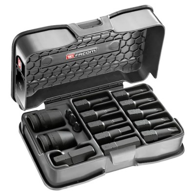 Facom Screwdriver Bit Set 14 Pieces 3/8 in Square Drive JHX.14A