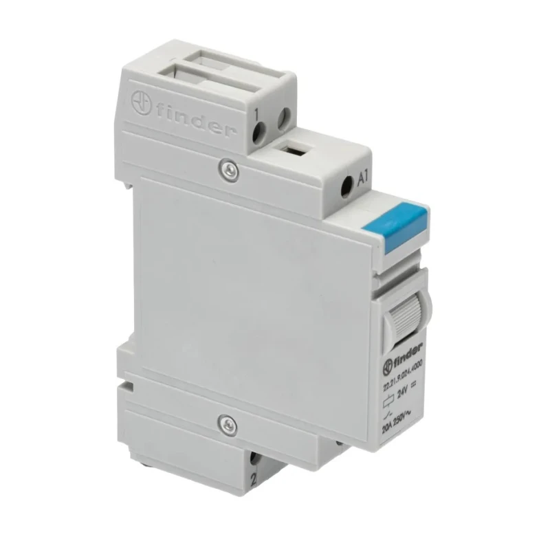 Finder DIN Rail Monostable Relay 24V DC Coil 20A Switching Current 1 NO 22.21.9.024.4000