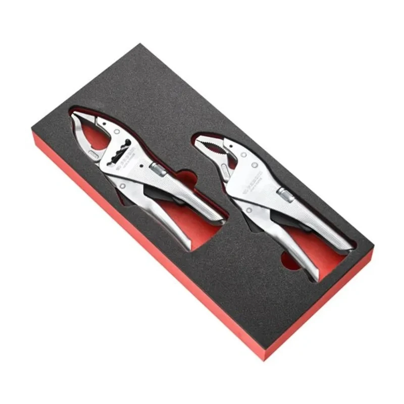 Facom 2-Piece Locking Plier Set Straight Jaw, 188mm Overall Length, 7.5mm Jaw Length, VDE/1000V Approved, ESD Safe MODM.501A