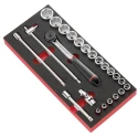 Facom 23-Piece 1/2 in 6 Point Socket Set Chrome Vanadium Steel MODM.S1A