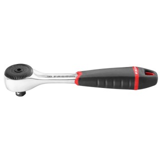 Facom 1/4 in Ratchet with Bi-Material Elastomer Handle, Satin Chrome Finish, 121.2mm Overall Length R.161B