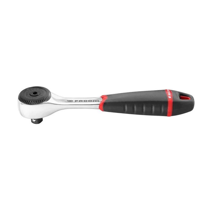 Facom 1/4 in Ratchet with Bi-Material Elastomer Handle, Satin Chrome Finish, 121.2mm Overall Length R.161B