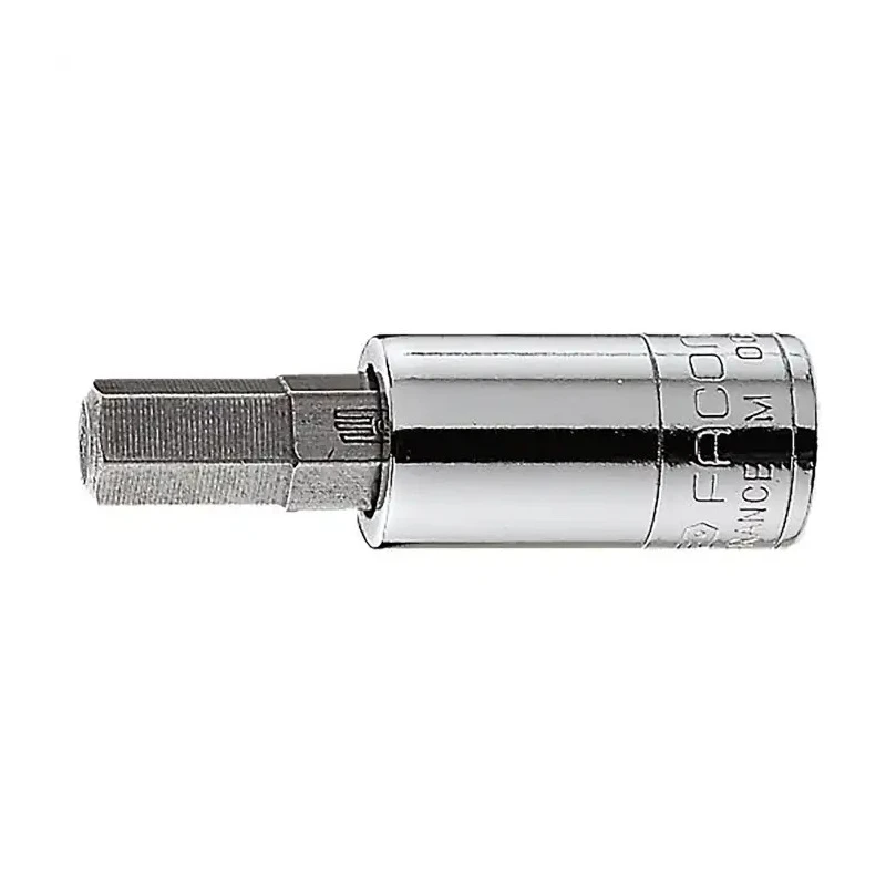 Facom 1/4 in Drive 3.18 mm Hexagon Square Drive Socket with Bright Chrome Finish RT.1/8