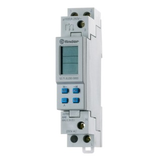 Finder Digital 12 DIN Rail Time Switch 230V AC Single Channel 1min Segment Length SPDT Contact Configuration 12.71.8.230.0000