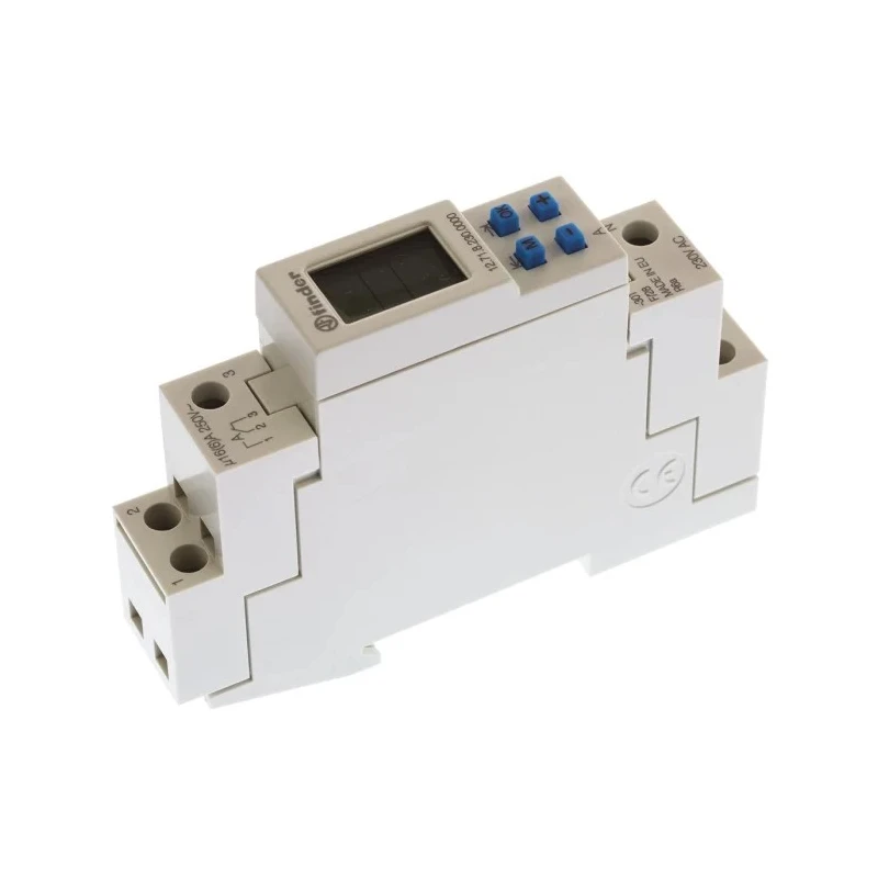 Finder Digital 12 DIN Rail Time Switch 230V AC Single Channel 1min Segment Length SPDT Contact Configuration 12.71.8.230.0000