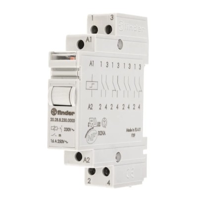 Finder DIN Rail Modular Step Relay 230V AC Coil 16A DPST 20.28.8.230.0000