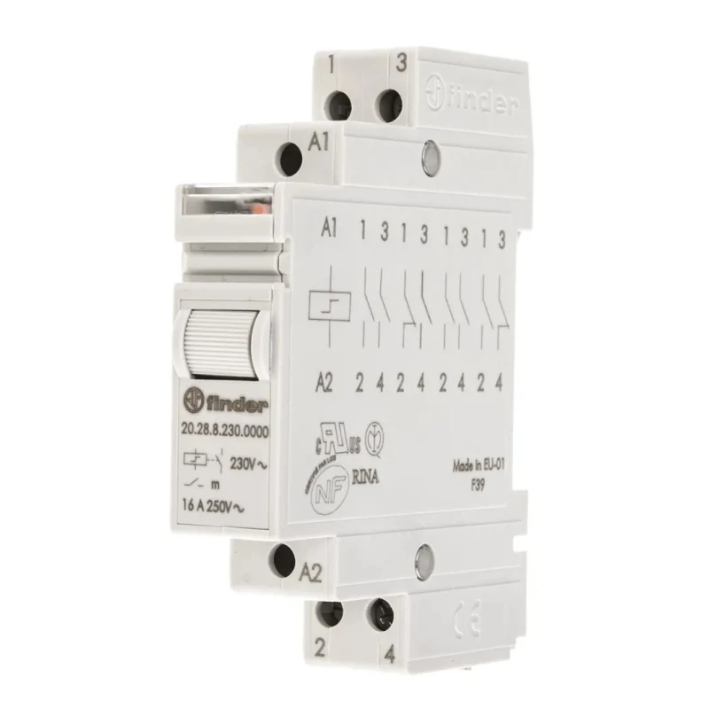 Finder DIN Rail Modular Step Relay 230V AC Coil 16A DPST 20.28.8.230.0000