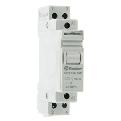 Finder DIN Rail Modular Step Relay 24V DC Coil 16A DPST 20.28.9.024.0000