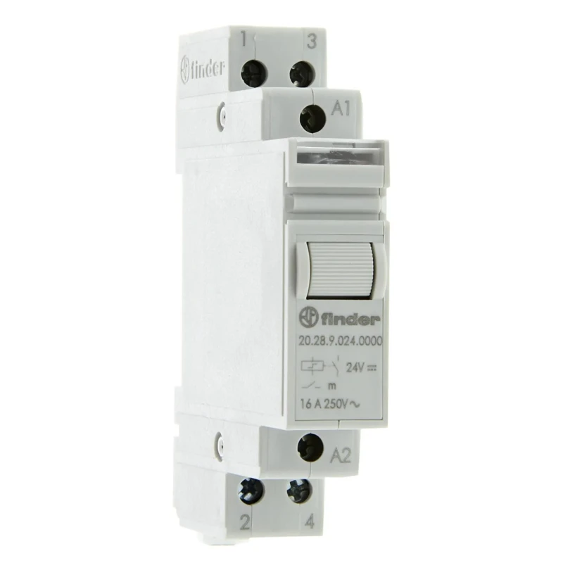 Finder DIN Rail Modular Step Relay 24V DC Coil 16A DPST 20.28.9.024.0000