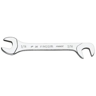 Facom Double Ended Spanner Metric 7/16 in Size, Chrome Vanadium Steel, Satin Chrome Finish, 100mm Overall Length 34.7/16