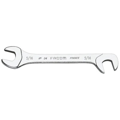 Facom Double Ended Spanner Metric 7/16 in Size, Chrome Vanadium Steel, Satin Chrome Finish, 100mm Overall Length 34.7/16