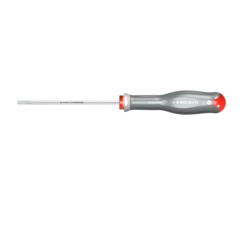 Facom Standard Slotted Screwdriver with 100 mm Blade, 209 mm Overall Length, Insulated Bi-Material Grip AT4X100ST