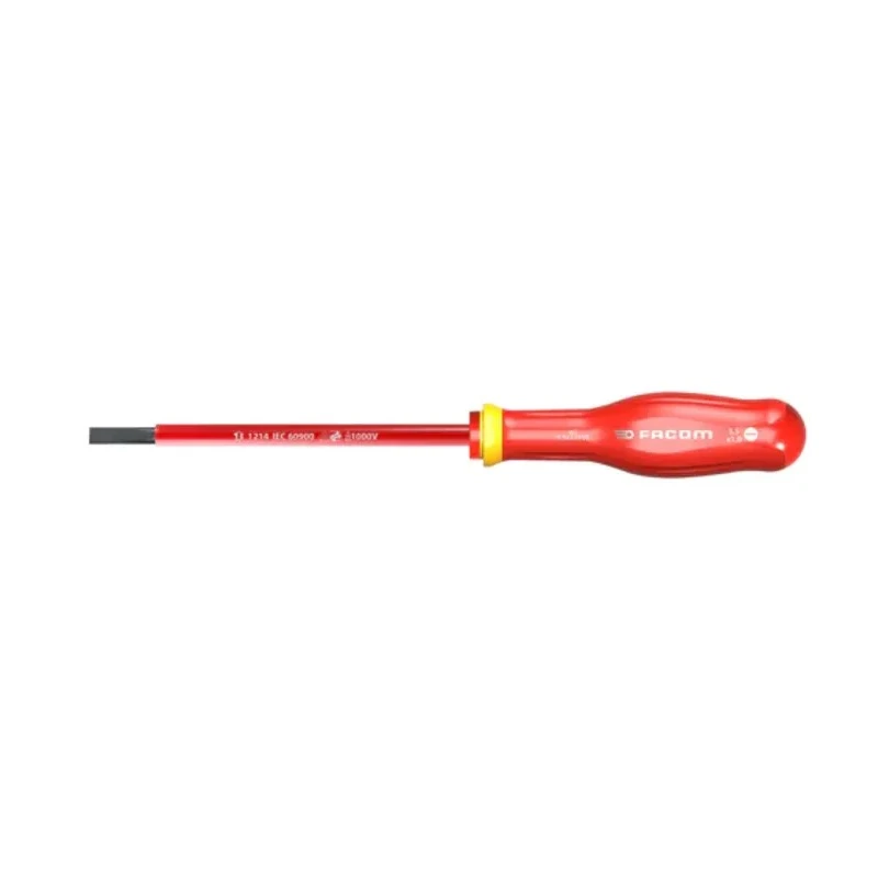 Facom Insulated Protwist Screwdriver 200 mm Blade 8 mm Tip, Ergonomic Grip, VDE/1000V Approved AT8X200VE