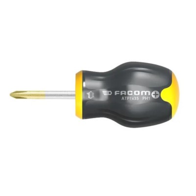 Facom Stubby Screwdriver PH2 Tip, 35 mm Blade Length, 91 mm Overall Length ATP2X35