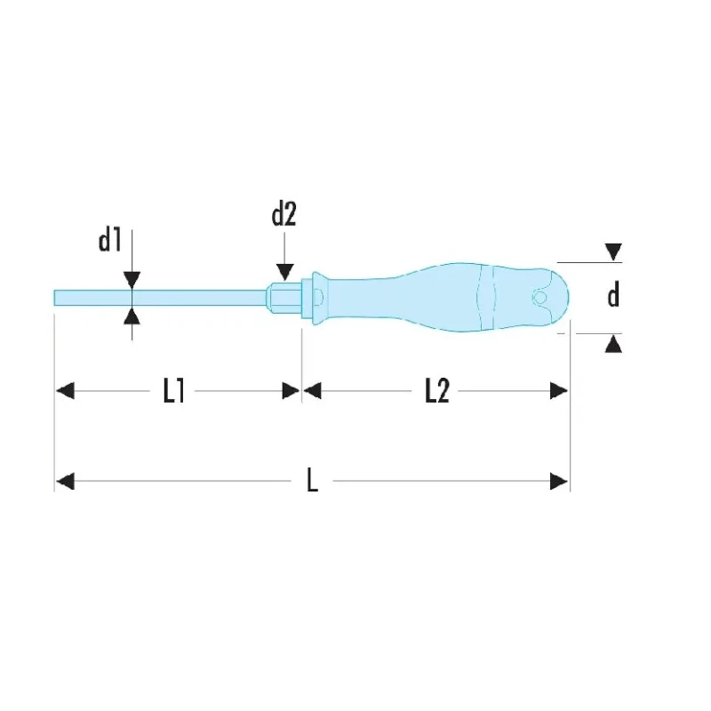 Facom Standard Insulated Slotted Screwdriver 14 mm Tip Width, 2.5 mm Tip Thickness, 250 mm Blade, 375 mm Overall ATWH14X250