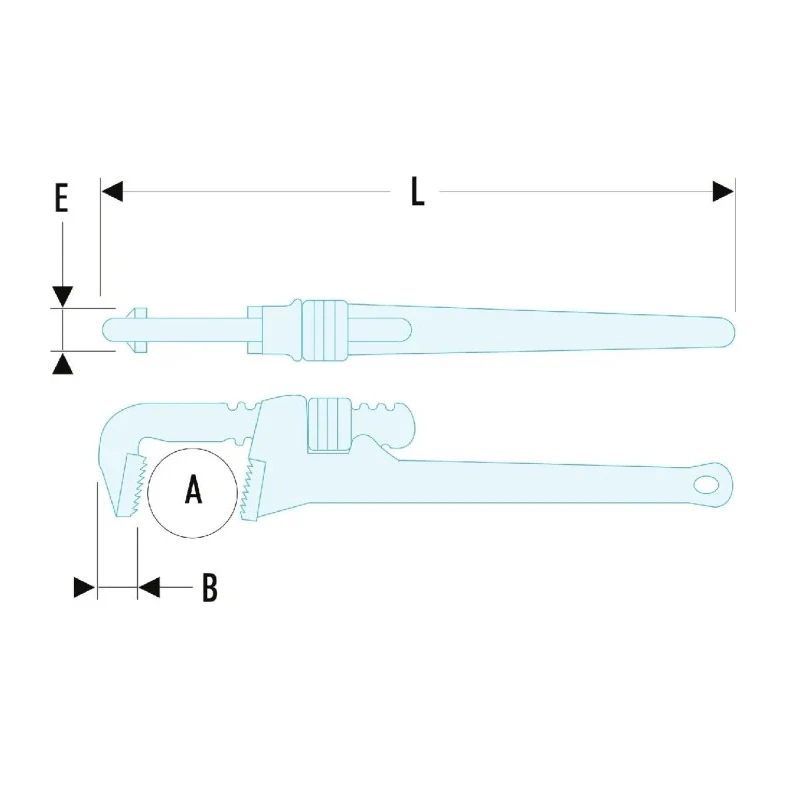 Facom 35 mm Jaw Capacity Pipe Wrench 200mm Overall Metal Handle 134A.8