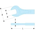 Facom Open End Spanner Insert 12 x 7 mm Insert, 15 mm Size, Chrome Finish, Steel 20.15